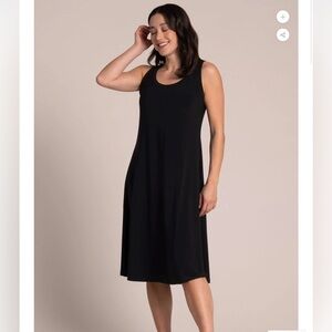 Sympli Nu Tank Dress Short Woman 14 Black Sleeveless Slinky Stretch Minimalist